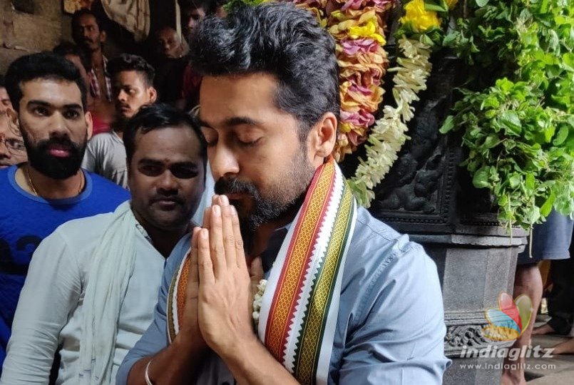 Suriya and Karthi at world famous temple praying for Chinna Babu