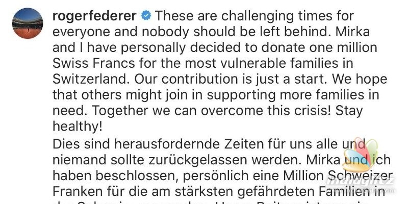 Roger Federers massive donation for corona affected people!