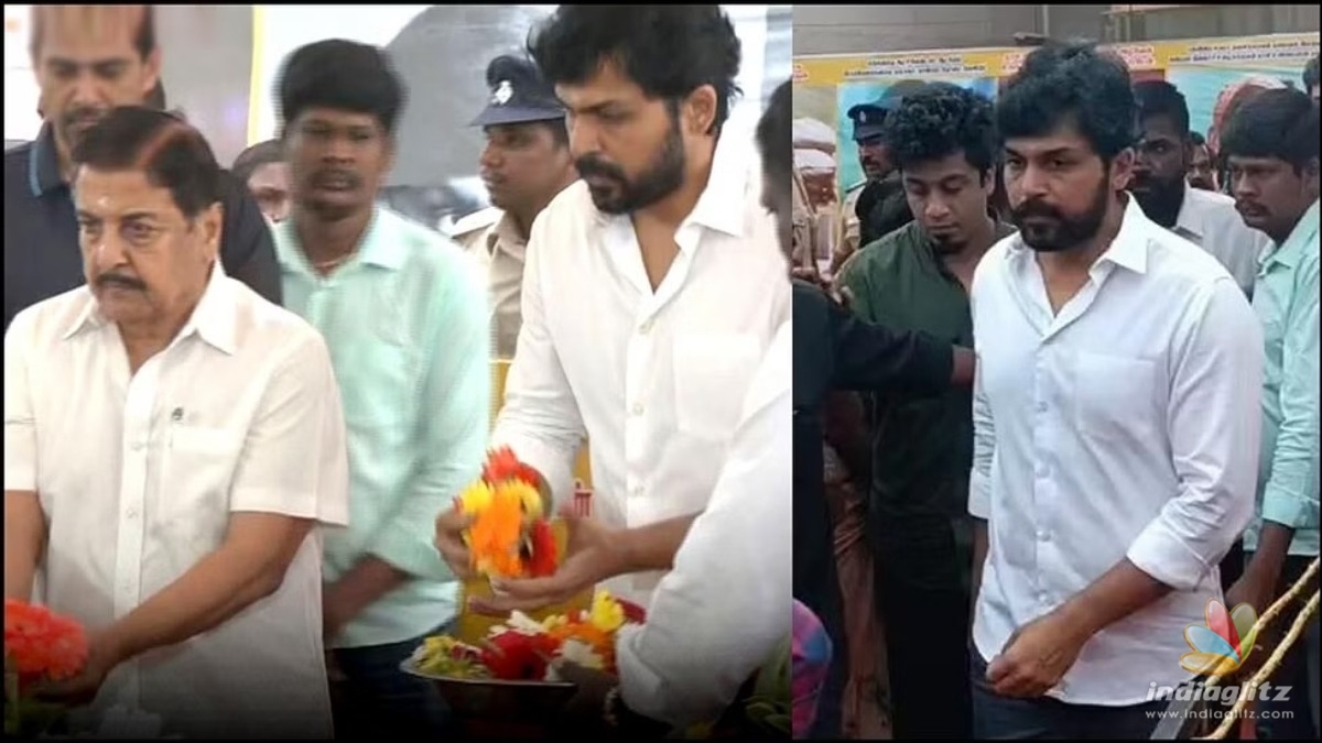 Karthi and Sivakumar pay last respects to Captain vijayakanth at his memorial!