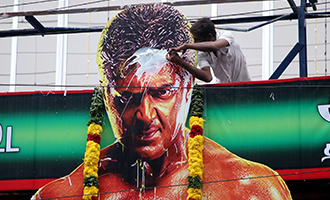 Vivegam Movie Fans Celebration in Chennai Kasi Theater