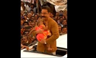 Super Cute Video! Small baby refuses to let go of Kamal Haasan