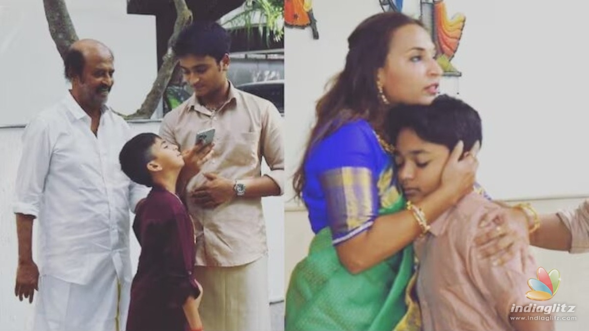 Superstar Rajinikanths homely Diwali celebrations with grandsons and family pics go viral