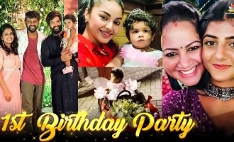 Rio Raj daughter Rithi first birthday celebrations bigg boss stars Aari Gabriella Samyuktha