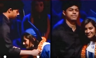 Thalapathy Vijay daughter Divya Saasha school graduation video Jason Sanjay garlanding sister Leo