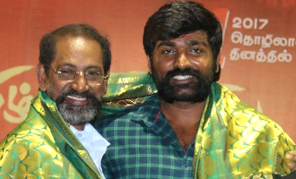 Vijay Sethupathi and SP Jananathan at Ulagayutha Foundation