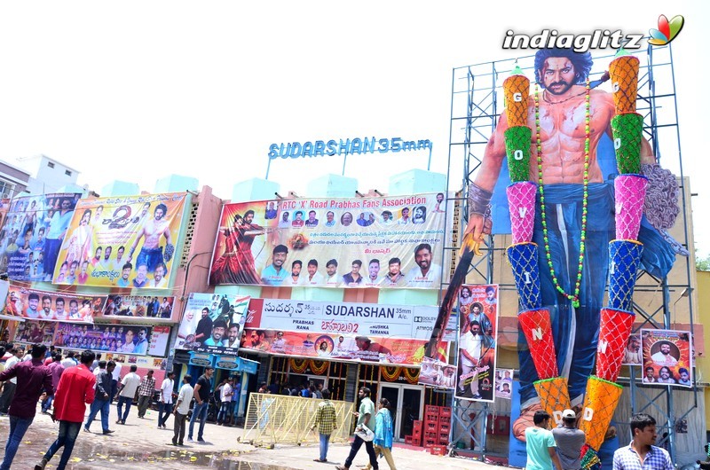 'Baahubali 2' Prabhas Fans Hungama at Sudarshan Theater, Hyd