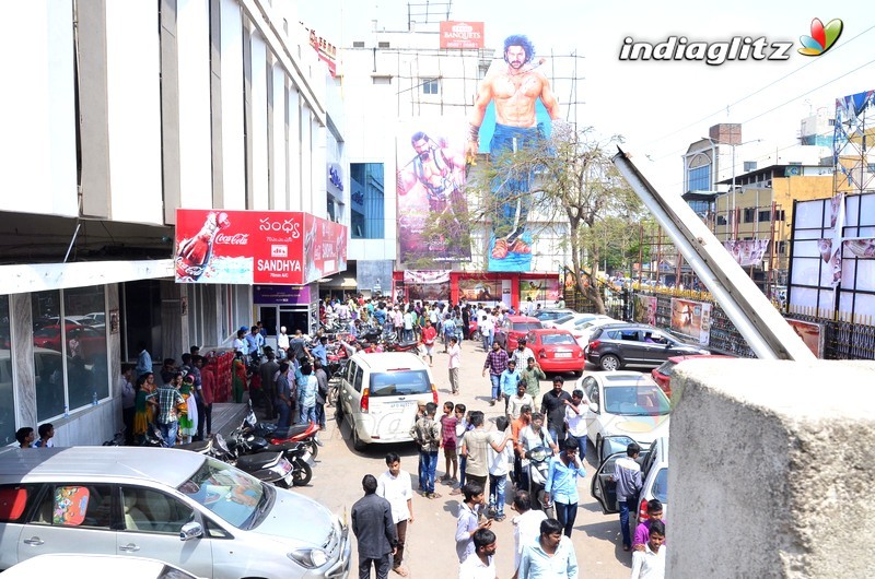 'Baahubali 2' Prabhas Fans Hungama at Sudarshan Theater, Hyd