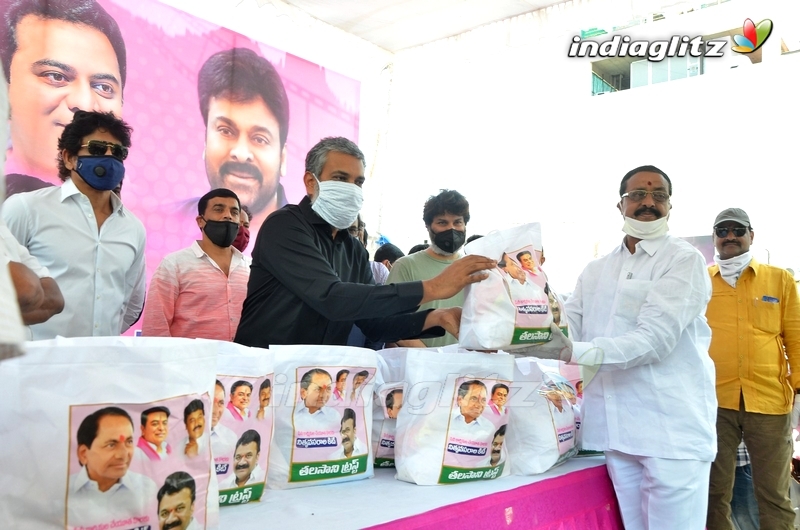 Celebs @ Talasani Srinivas Distributing Groceries To Cine Workers