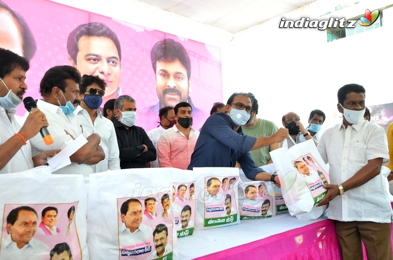 Celebs @ Talasani Srinivas Distributing Groceries To Cine Workers