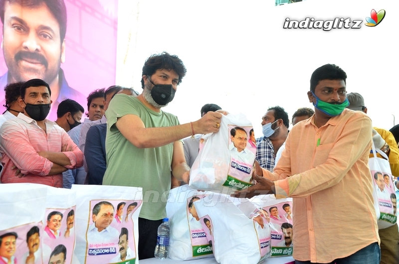 Celebs @ Talasani Srinivas Distributing Groceries To Cine Workers