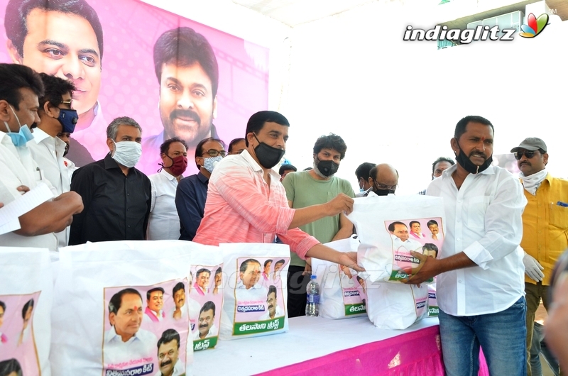 Celebs @ Talasani Srinivas Distributing Groceries To Cine Workers