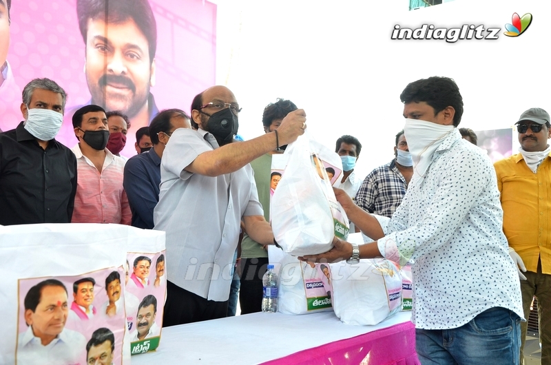 Celebs @ Talasani Srinivas Distributing Groceries To Cine Workers