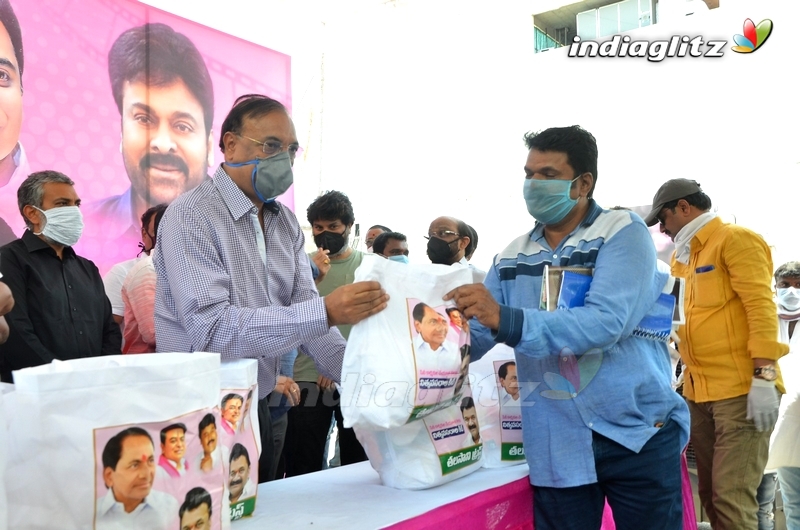 Celebs @ Talasani Srinivas Distributing Groceries To Cine Workers