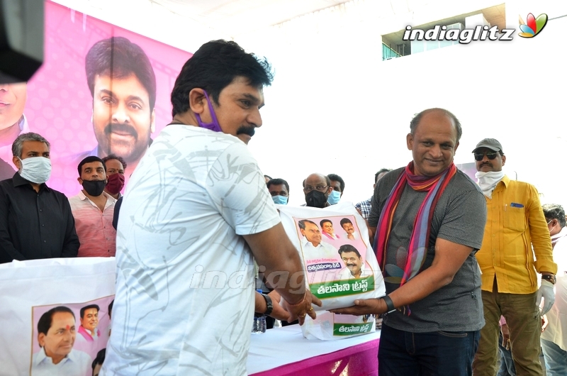 Celebs @ Talasani Srinivas Distributing Groceries To Cine Workers