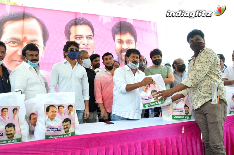 Celebs @ Talasani Srinivas Distributing Groceries To Cine Workers