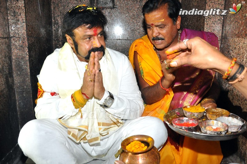 'Gautamiputra Satakarni' Team At Koti Lingala Temple, Karimnagar