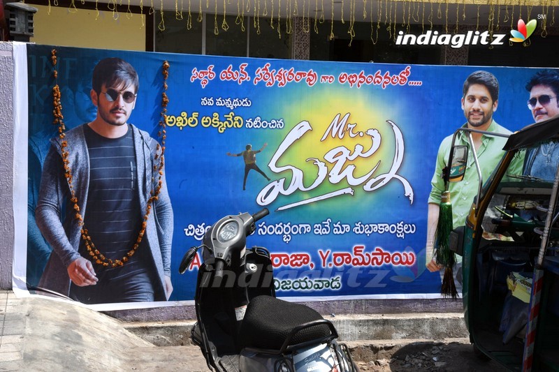 'Mr Majnu' Team Sailaja Theater at Vijayawada