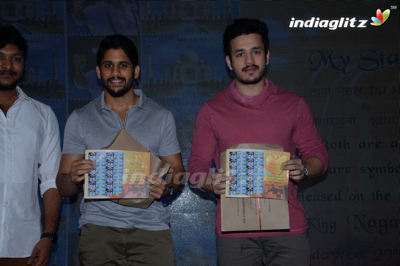 Akhil, Naga Chaitanya Launches Nagarjuna's Postal Stamp