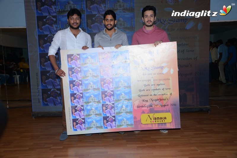 Akhil, Naga Chaitanya Launches Nagarjuna's Postal Stamp