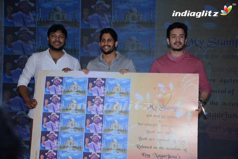 Akhil, Naga Chaitanya Launches Nagarjuna's Postal Stamp