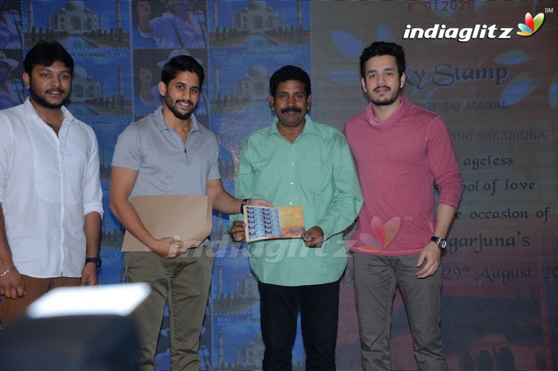 Akhil, Naga Chaitanya Launches Nagarjuna's Postal Stamp