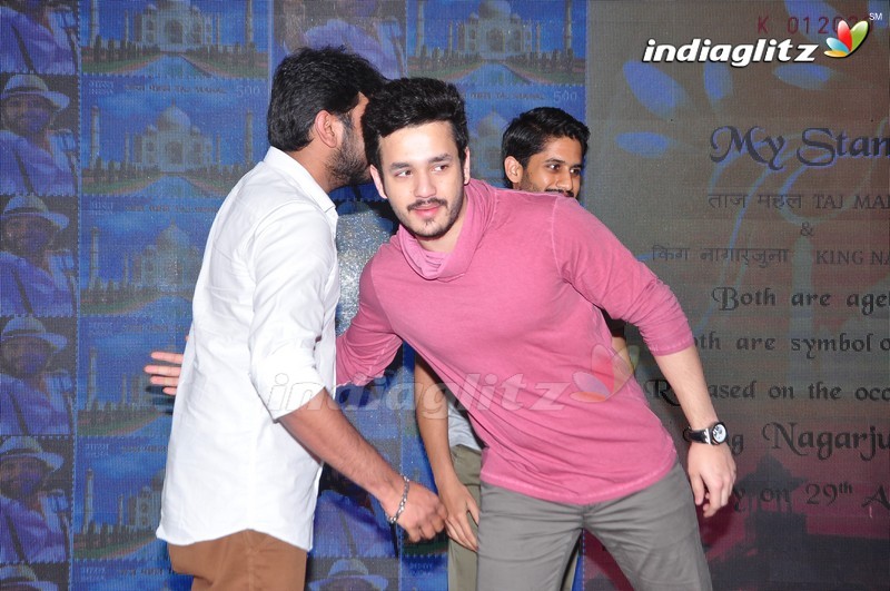 Akhil, Naga Chaitanya Launches Nagarjuna's Postal Stamp