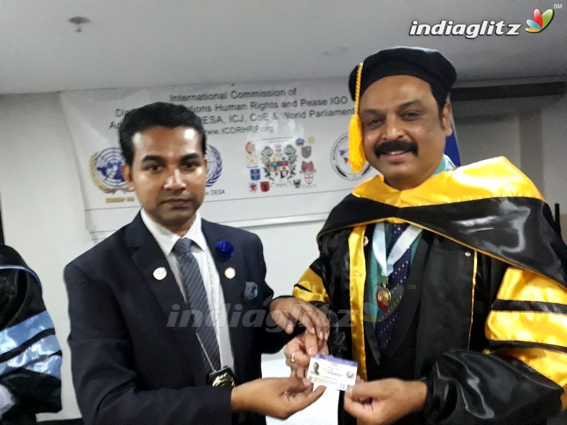 Naresh Receives H.E. Award & PHD from ICDRHRP