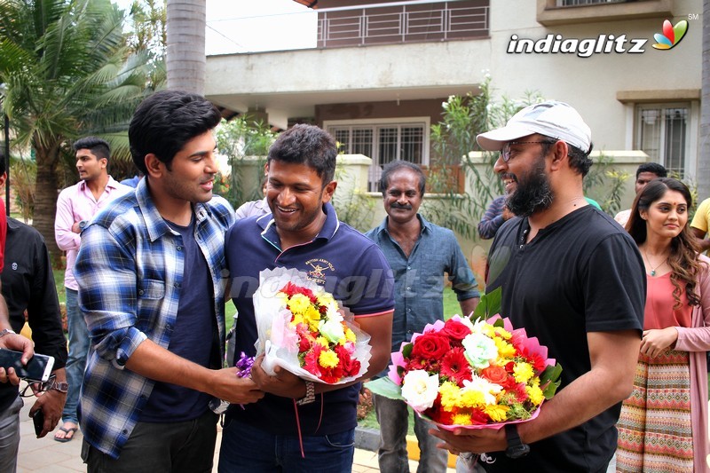 Punith Rajkumar Visits Allu Sirish's 'Okka Kshanam' Sets