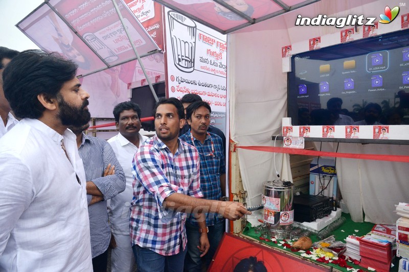 Pawan Kalyan Launches Campaigning Vehicle at Mangalagiri