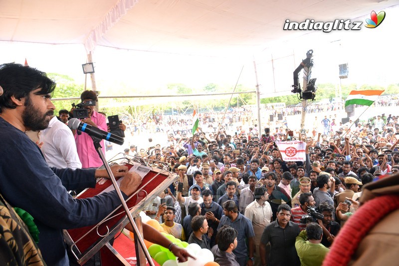 Pawan Kalyan Unfurls World's Largest Indian Flag At NTR Stadium