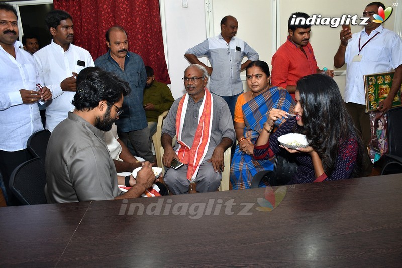 'Tej I Love You' Team @ Durga Temple Vijayawada