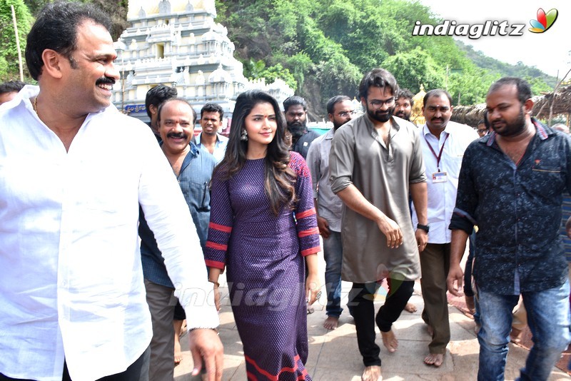 'Tej I Love You' Team @ Durga Temple Vijayawada