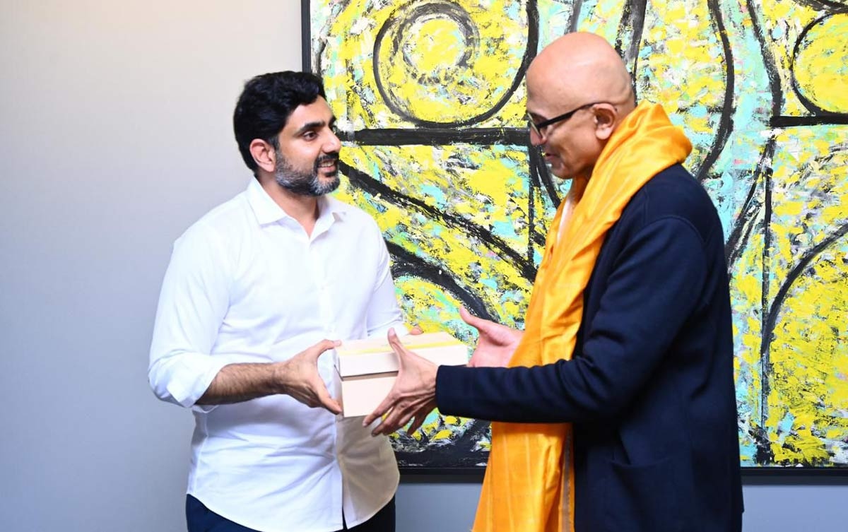 Minister Nara Lokesh-Google CEO Satya Nadella for AP Future?