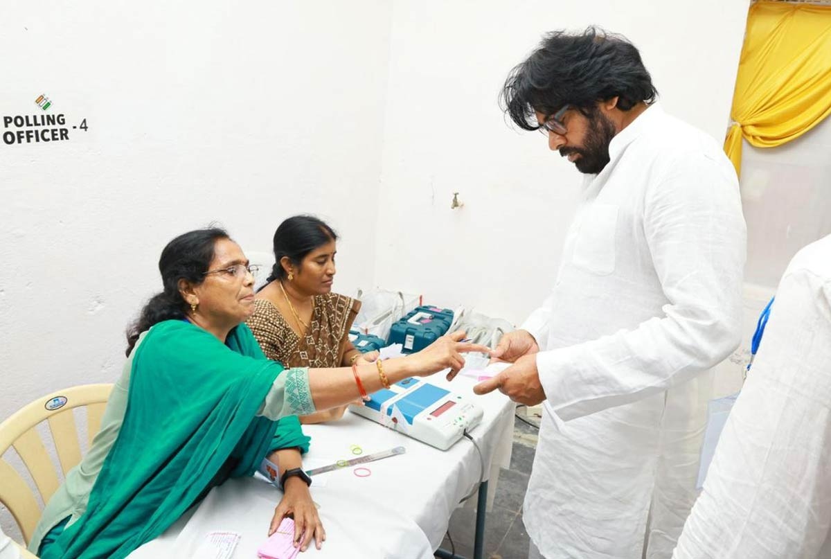 Janasena chief Pawan Kalyan casts his vote