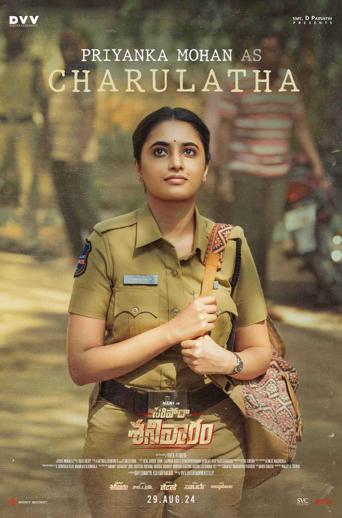 Saripodhaa Sanivaaram: Priyanka Mohan mesmerise as Cop Charulatha