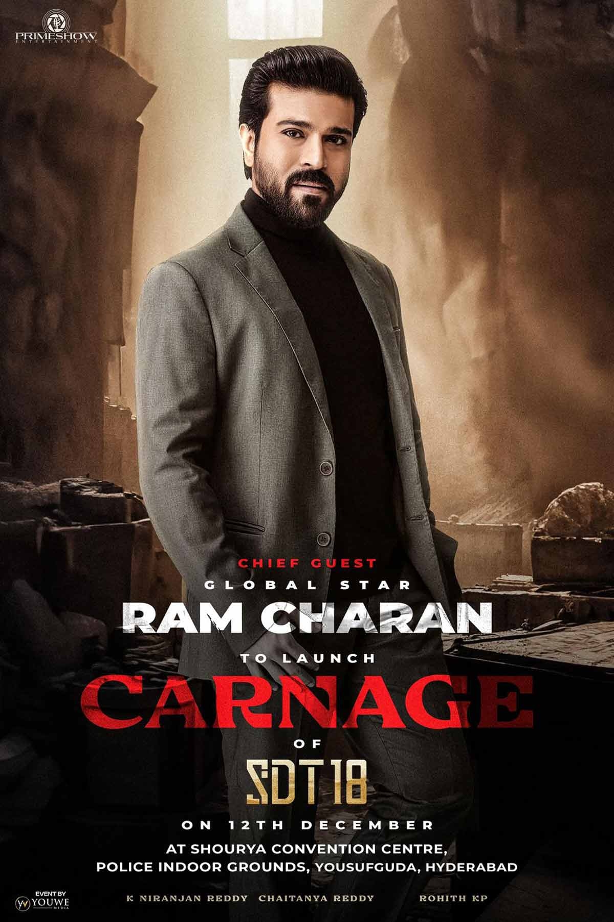 Global Star Ram Charan To Launch SDT18 Carnage