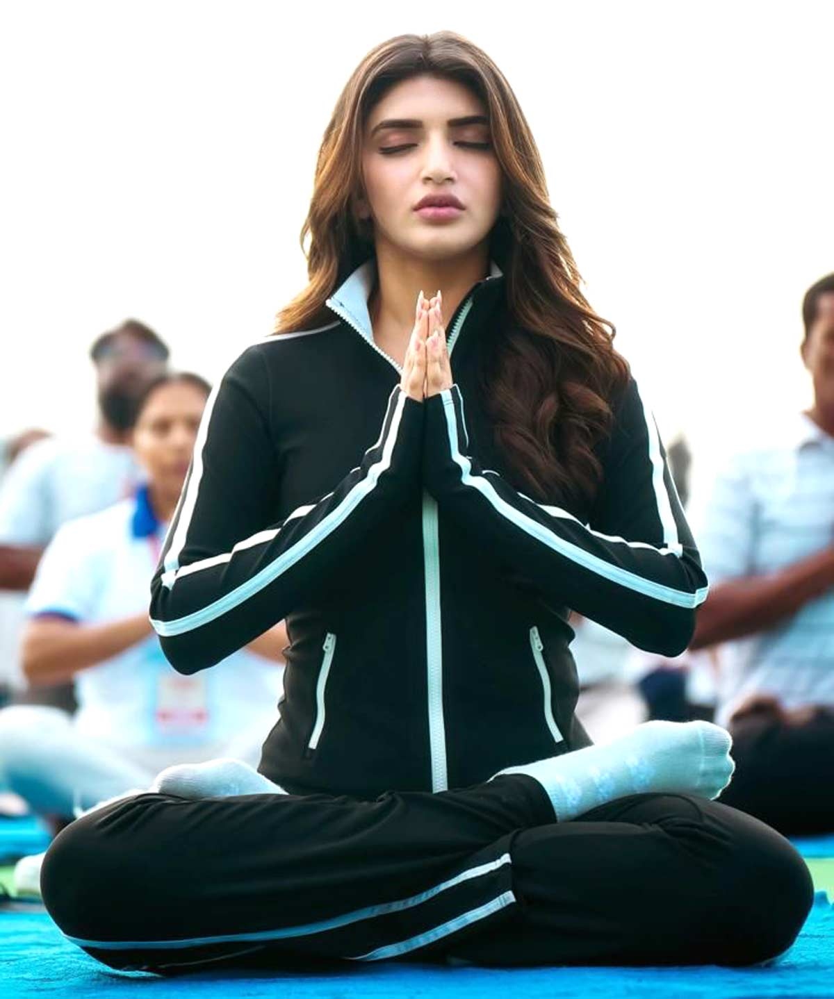 Sree Leela takes part in an Yoga event