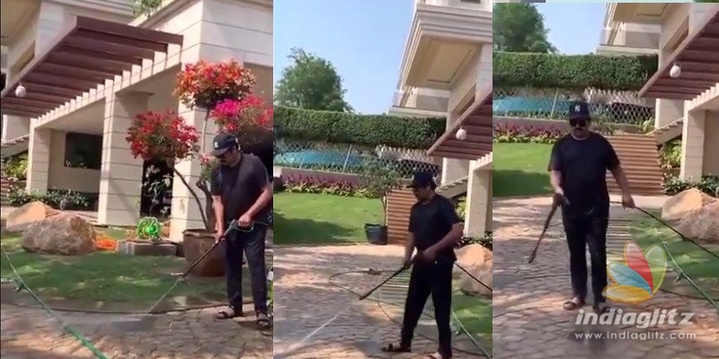 Lockdown fun: Chiranjeevi takes up cleaning, Charan cooks