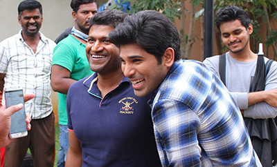 Punith Rajkumar Visits Allu Sirish's 'Okka Kshanam' Sets