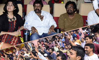 Balakrishna and Puri Jagannadh Watch 'Paisa Vasool' At Bramaramba Theater,Hyd