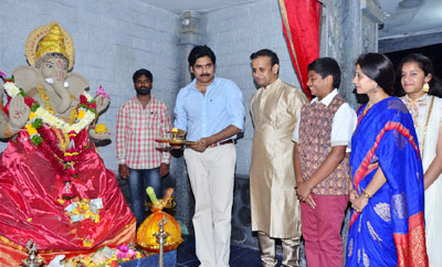 Pawan Kalyan @ Andhra Prabha Ganesh Pooja