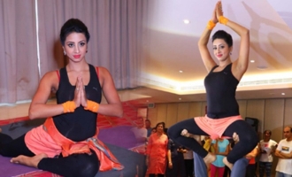 Sanjana Galrani Yoga Session At Mercure Hyderabad KCP